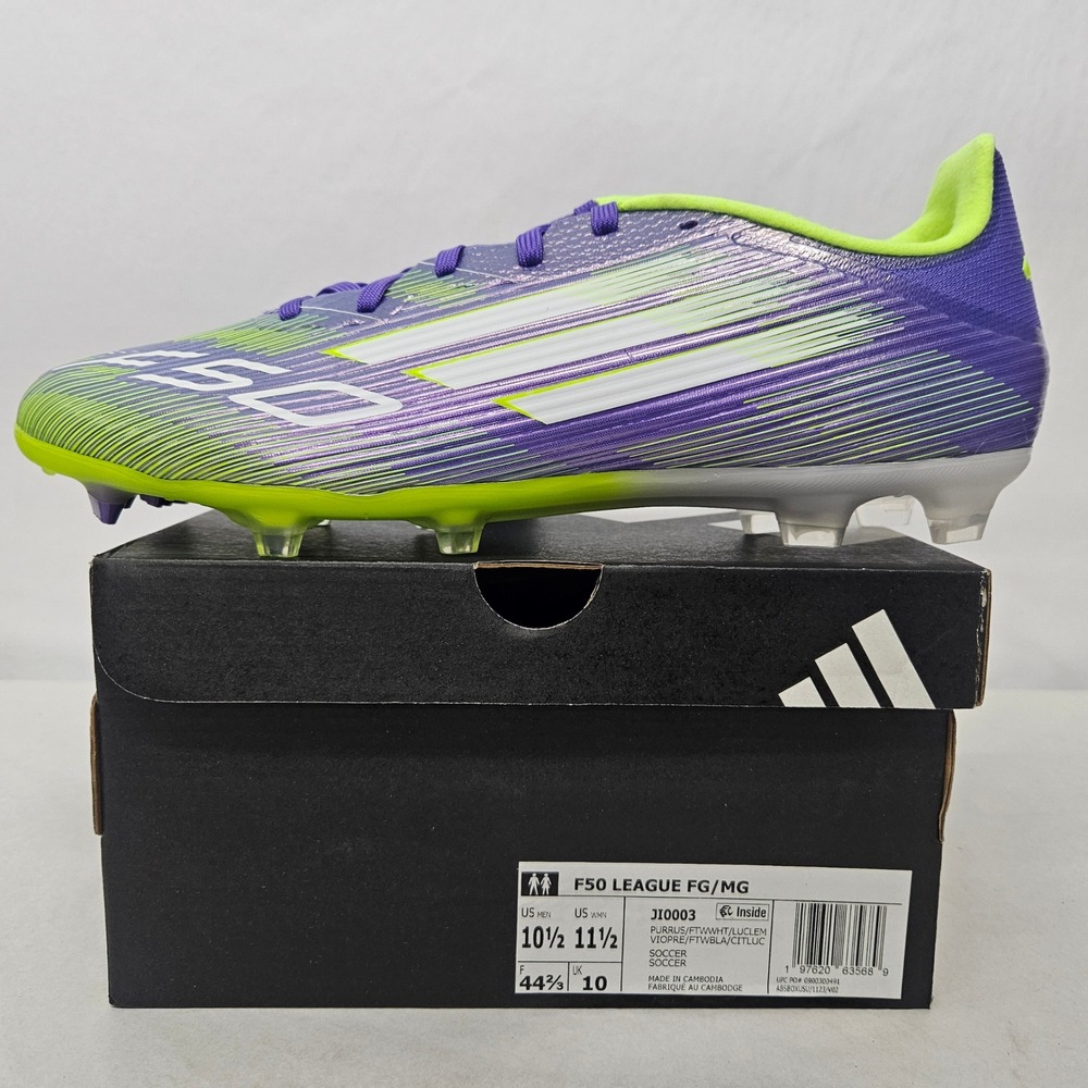 Adidas F50 League FG/MG Soccer Cleats JI0003 Purple Lucid Lemon Mens Size 10.5